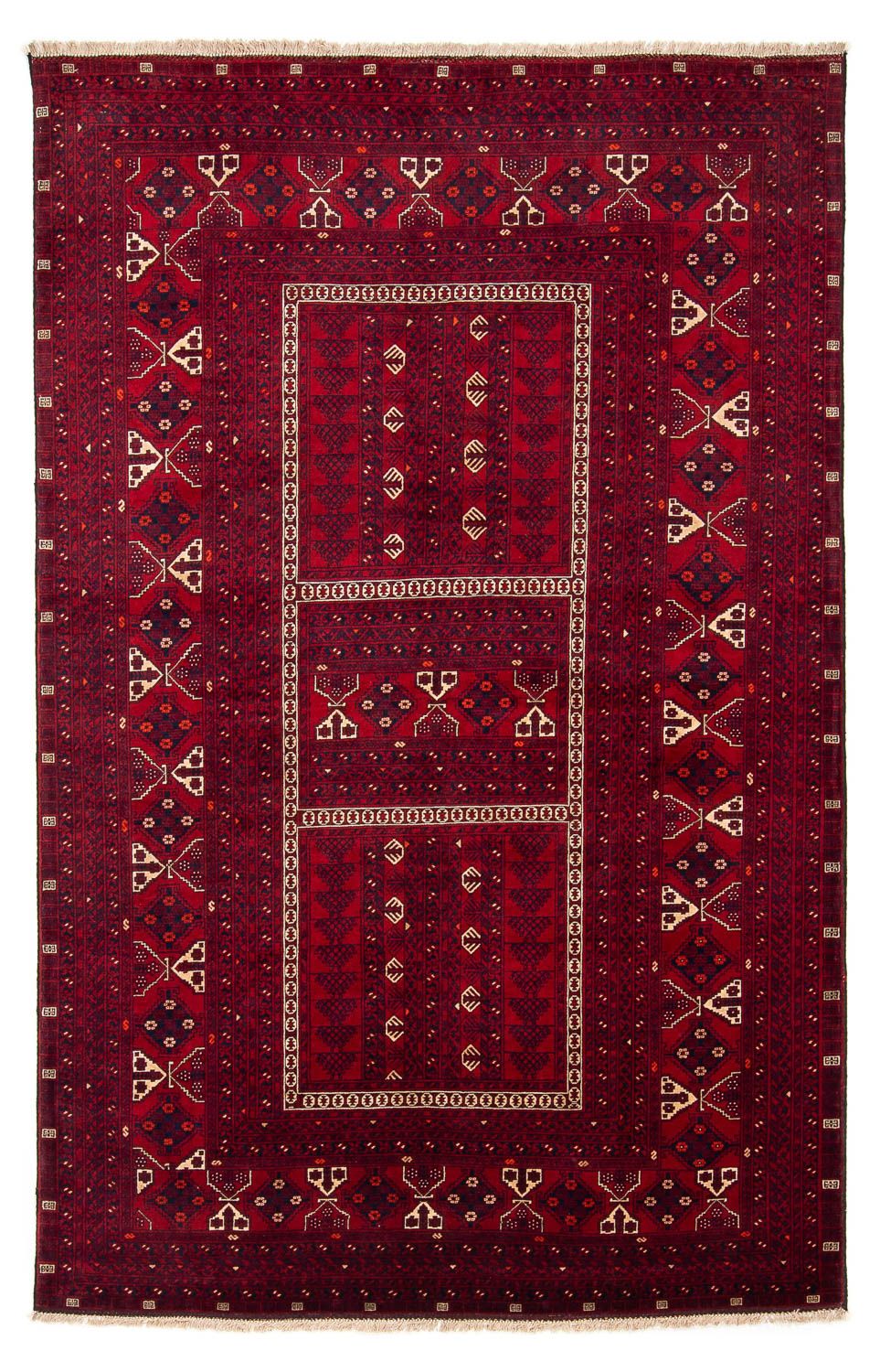 Turkaman Rug - 244 x 158 cm - dark red