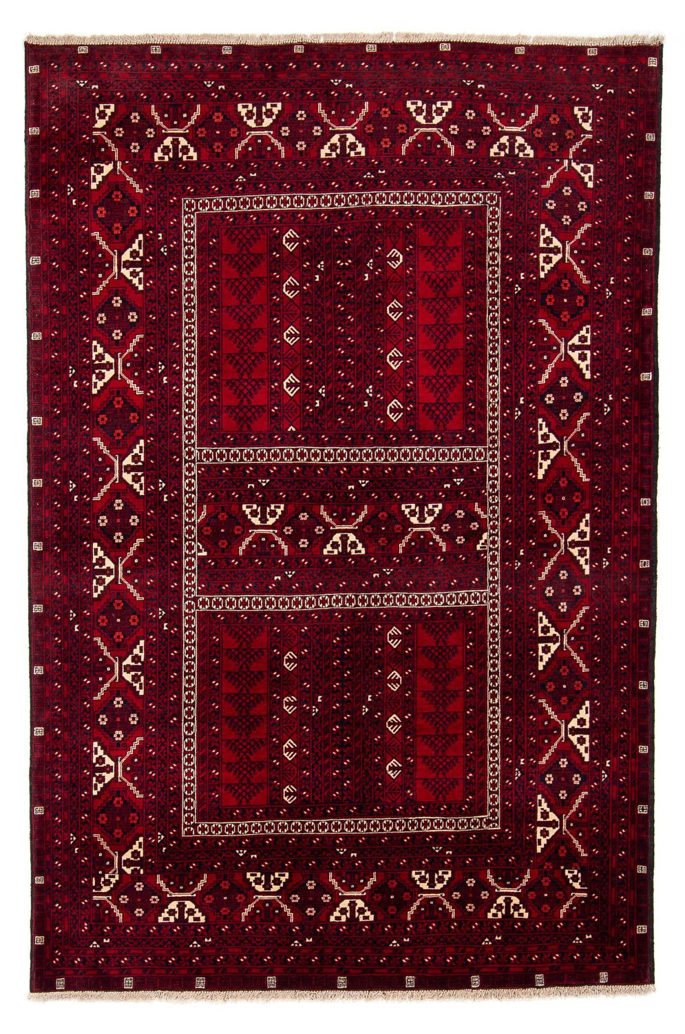 Turkaman Rug - 237 x 156 cm - dark red