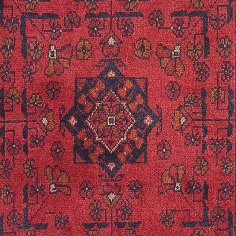 Runner Afghan Rug - Kunduz - 298 x 83 cm - dark red