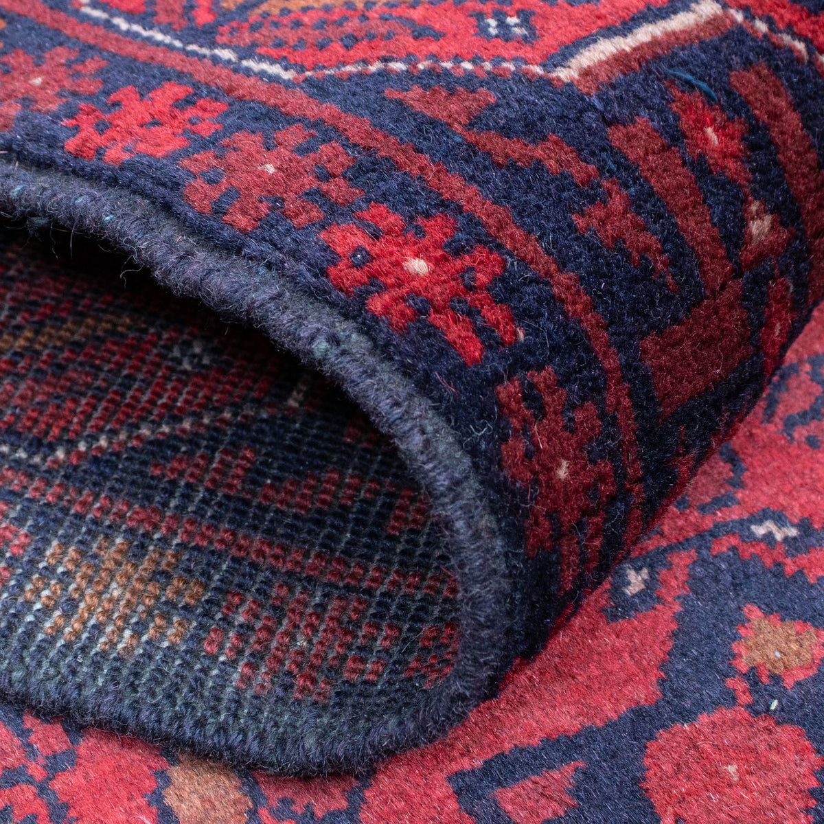 Runner Afghan Rug - Kunduz - 287 x 84 cm - dark red