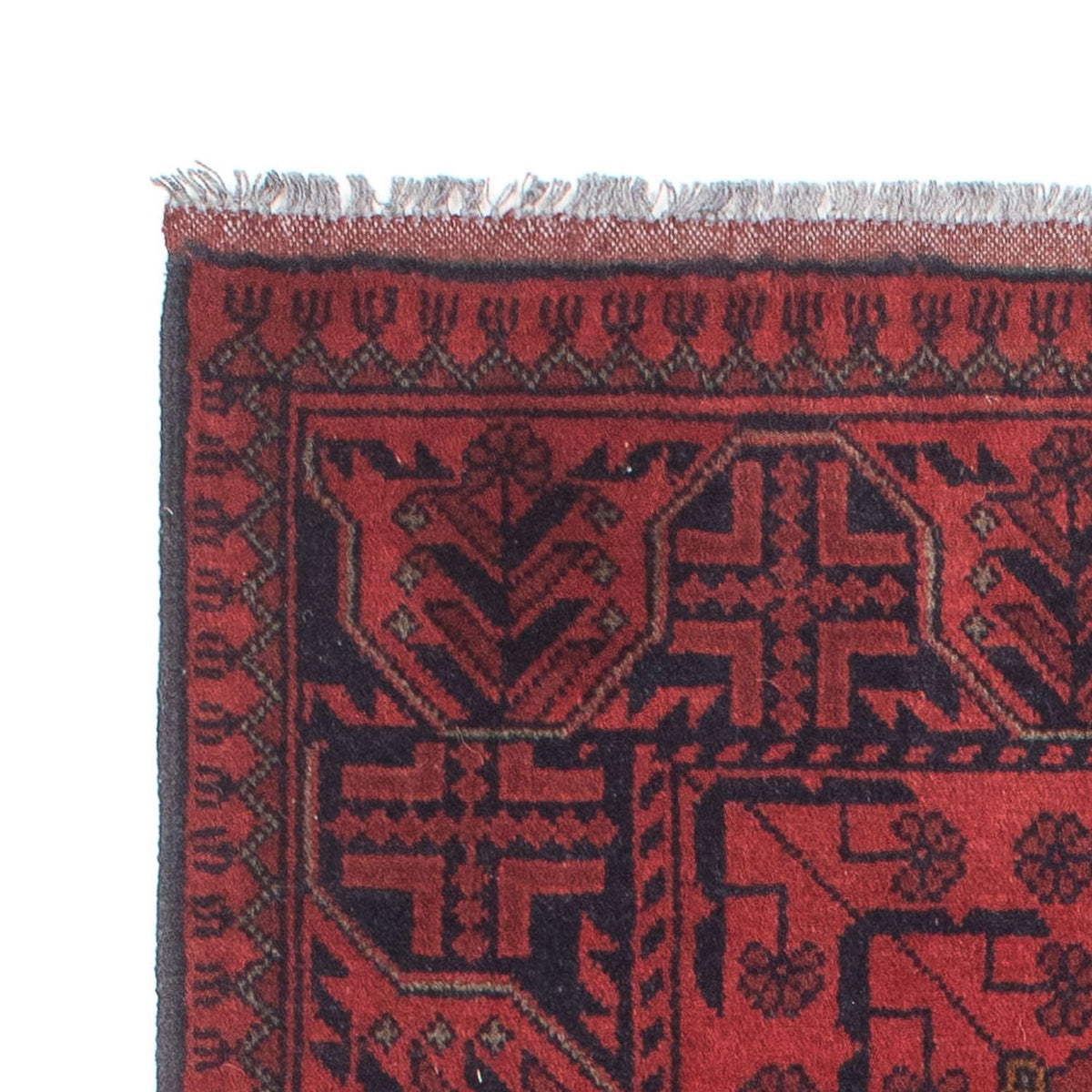 Runner Afghan Rug - Kunduz - 190 x 83 cm - dark red