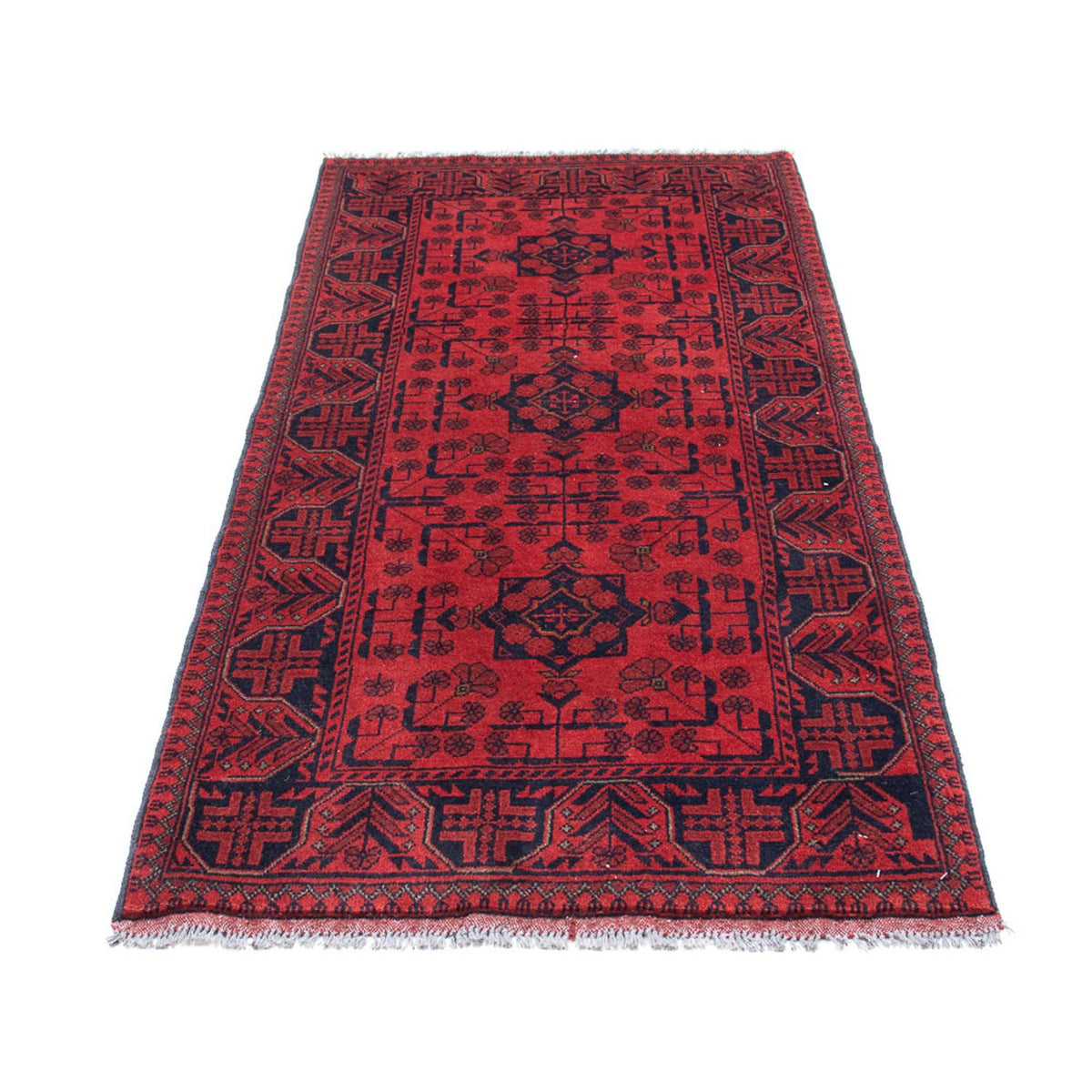 Runner Afghan Rug - Kunduz - 190 x 83 cm - dark red