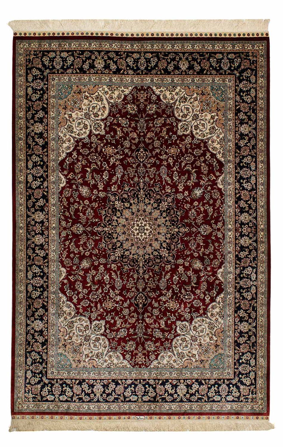 Silk Rug - Chinese Silk - 198 x 137 cm - dark red