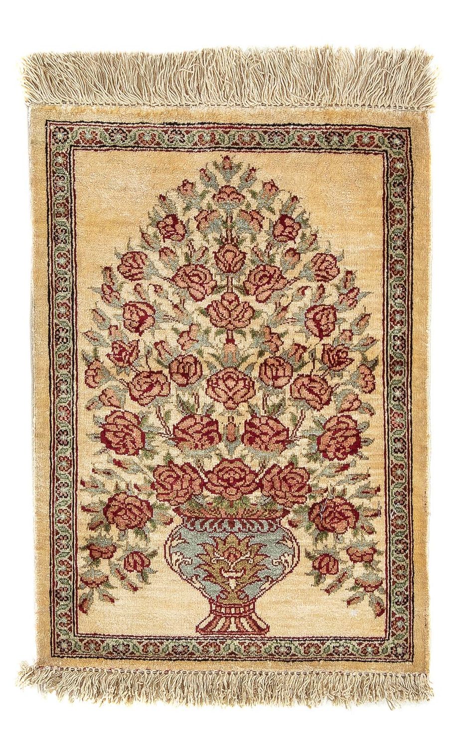 Silk Rug - Ghom Silk - Premium - 41 x 31 cm - beige