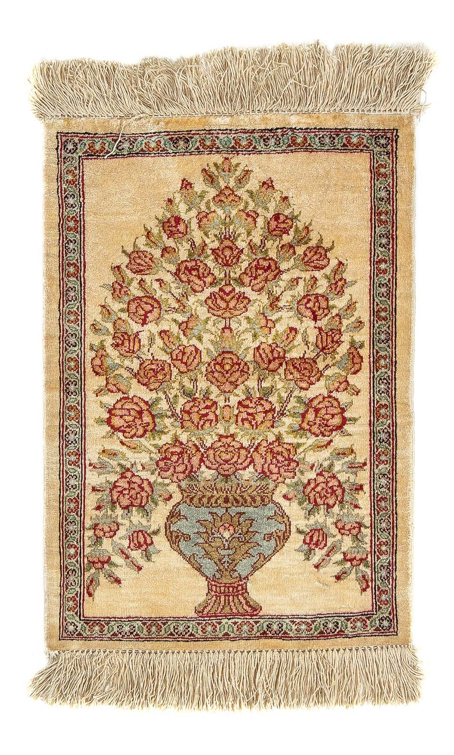 Silk Rug - Ghom Silk - Premium - 42 x 31 cm - beige