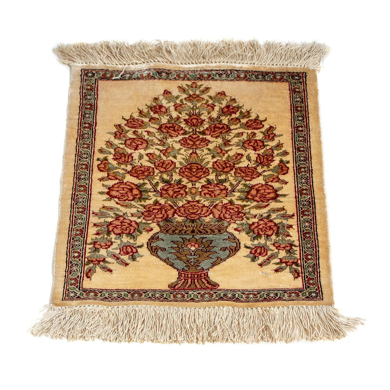 Silk Rug - Ghom Silk - Premium - 42 x 31 cm - beige