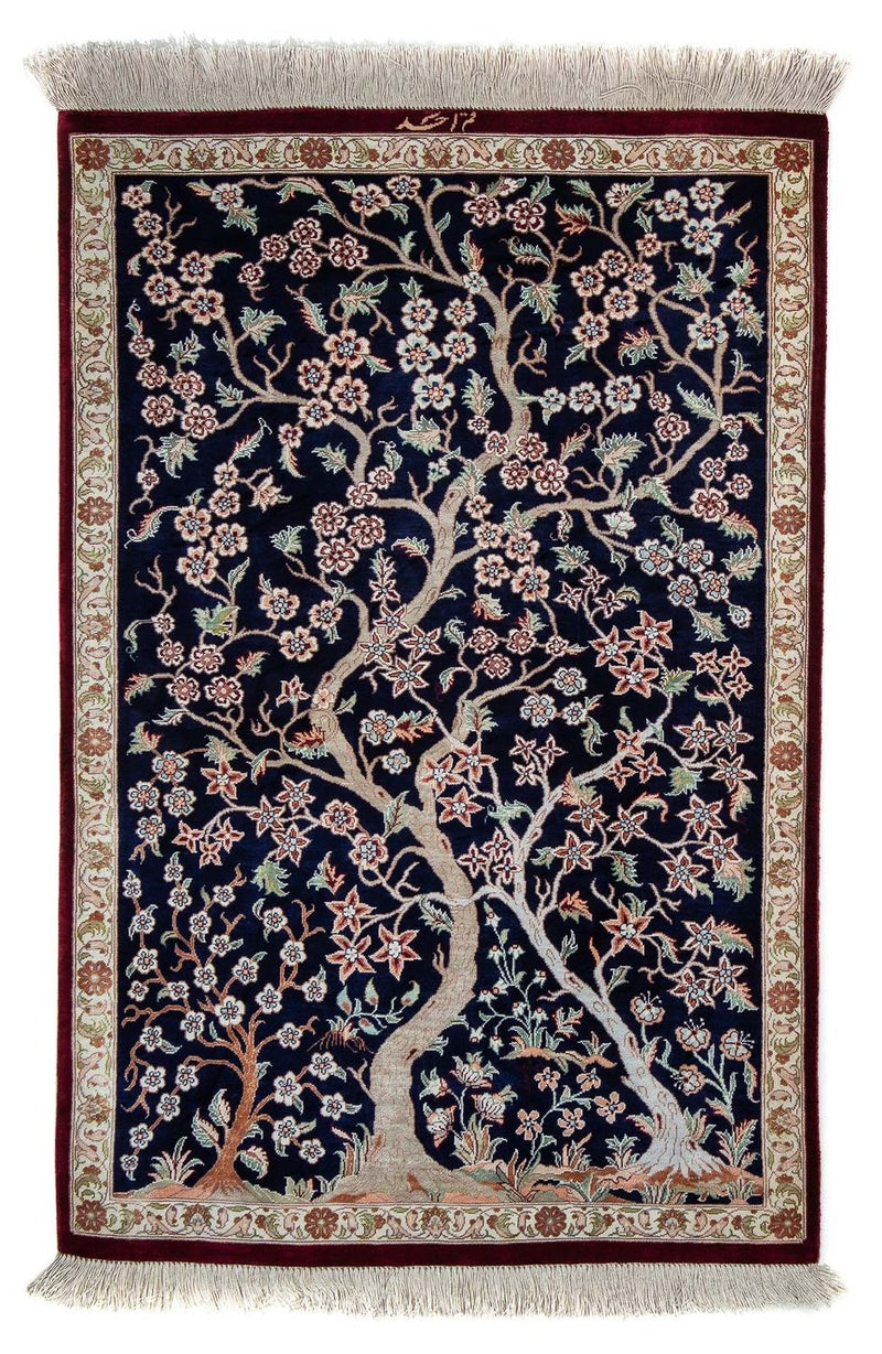 Perser Rug - Ghom - 87 x 59 cm - dark blue