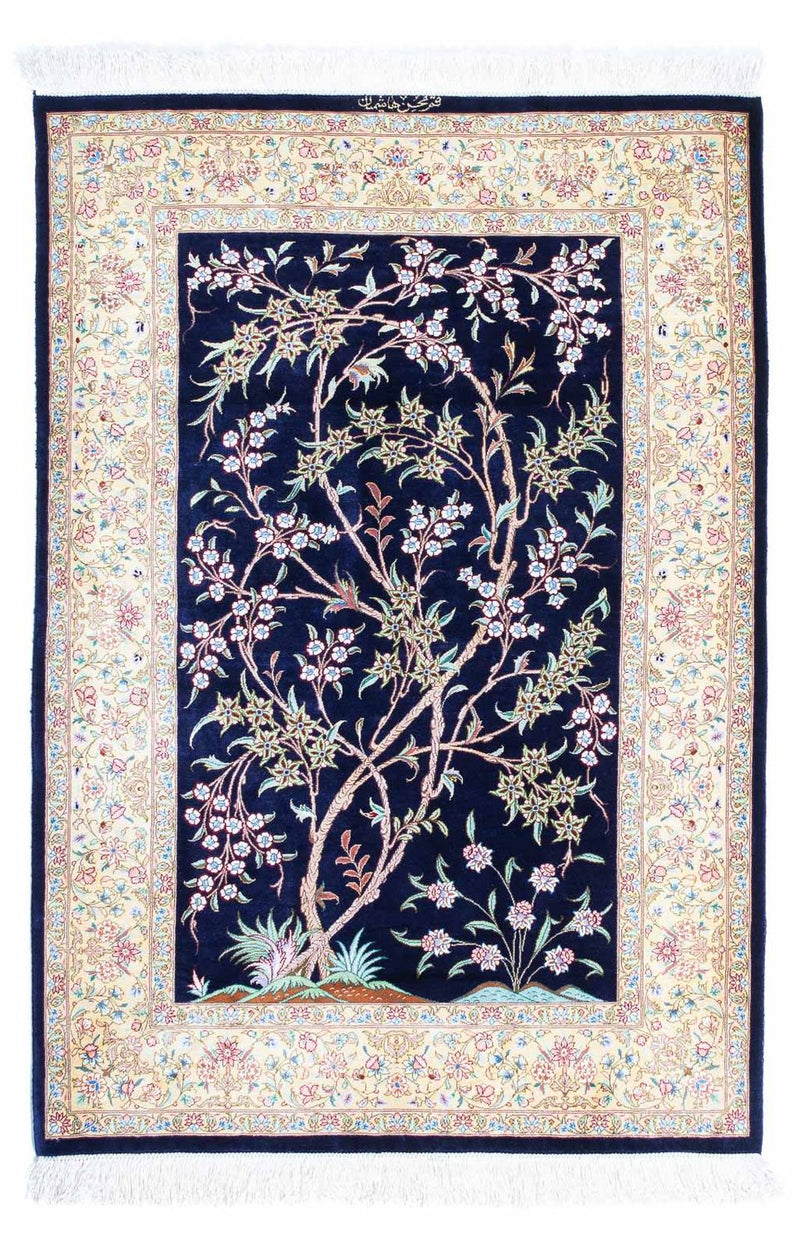 Perser Rug - Ghom - 119 x 80 cm - dark blue