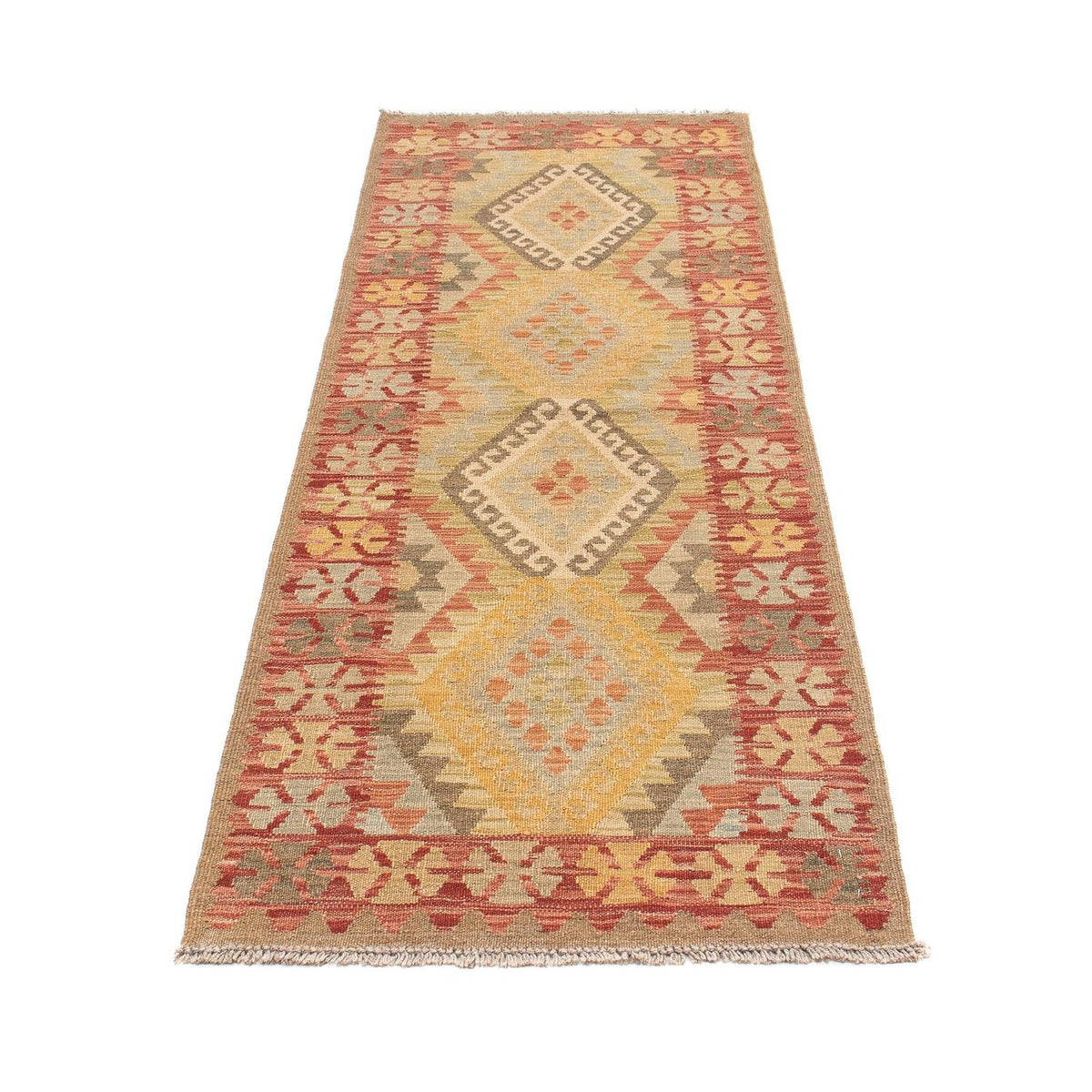 Runner Kelim Rug - Splash - 207 x 66 cm - light red
