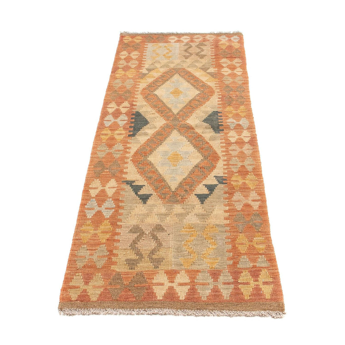 Runner Kelim Rug - Splash - 206 x 61 cm - rust