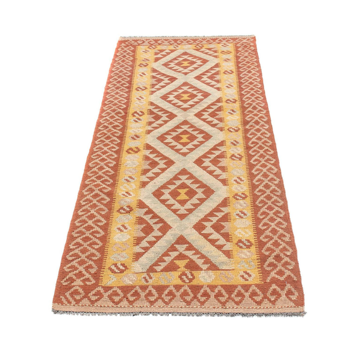 Runner Kelim Rug - Splash - 203 x 69 cm - rust