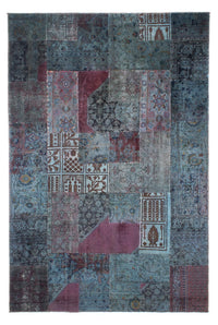 Patchwork Rug - 291 x 194 cm - blue