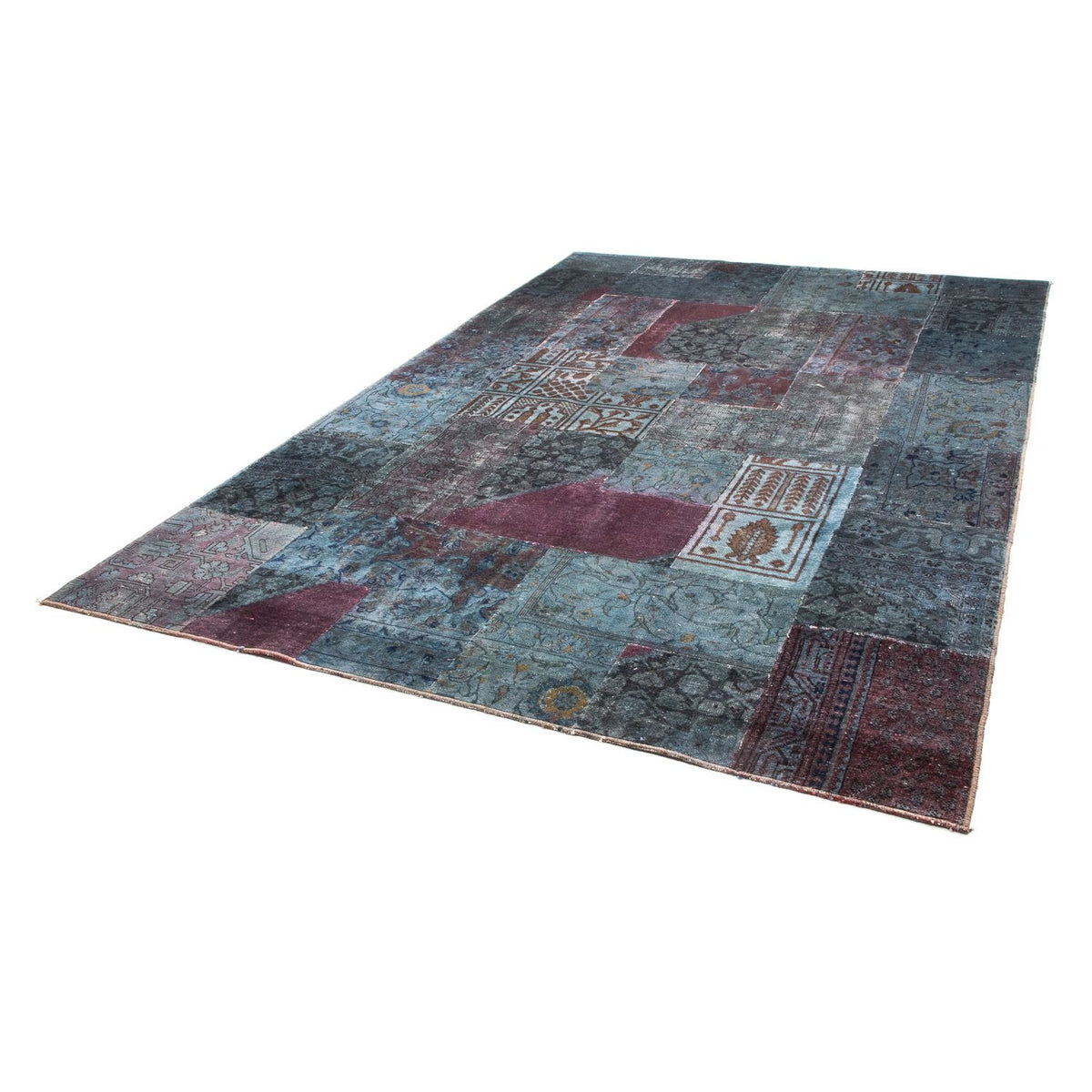 Patchwork Rug - 291 x 194 cm - blue