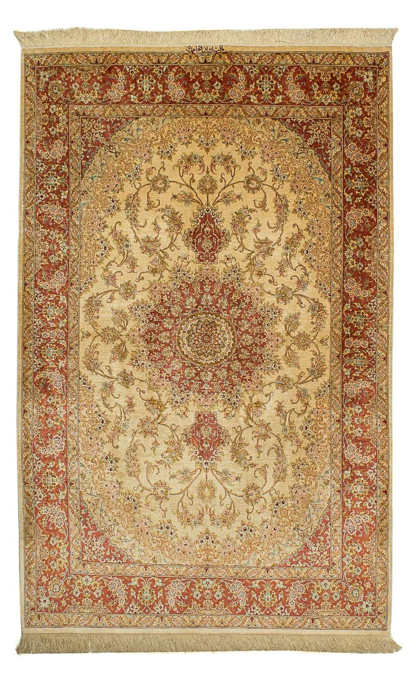 Silk Rug - Ghom Silk - Premium - 210 x 130 cm - beige