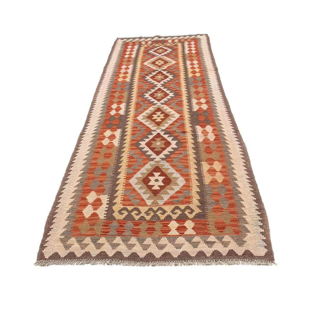 Runner Kelim Rug - Splash - 310 x 97 cm - rust