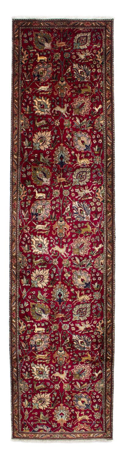 Runner Perser Rug - Tabriz - 385 x 90 cm - dark red