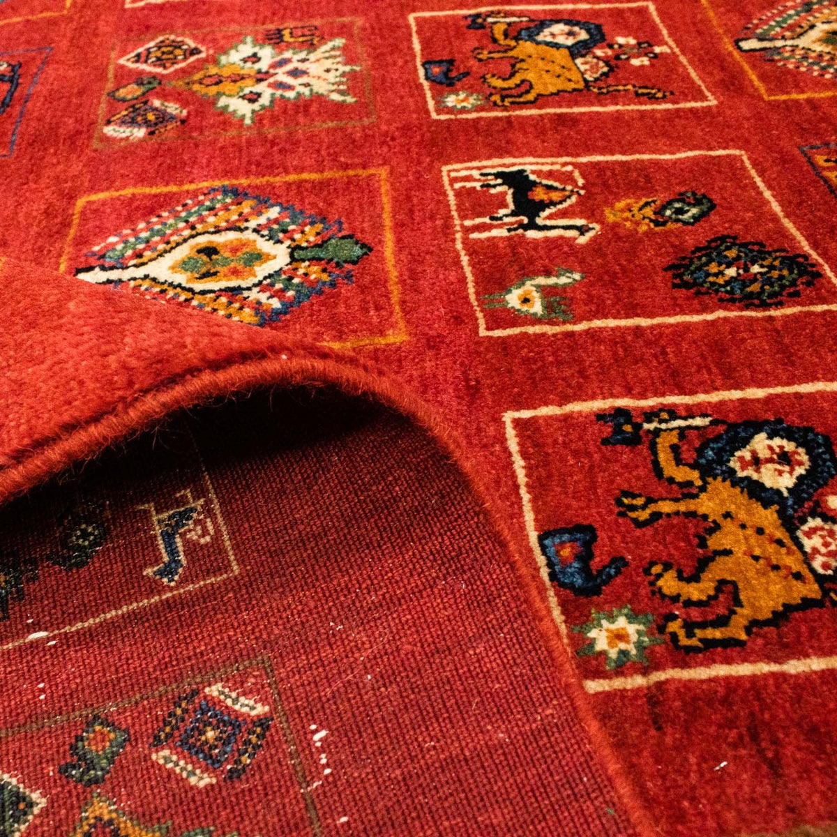 Gabbeh Rug - Kashkuli Perser - 214 x 145 cm - dark red