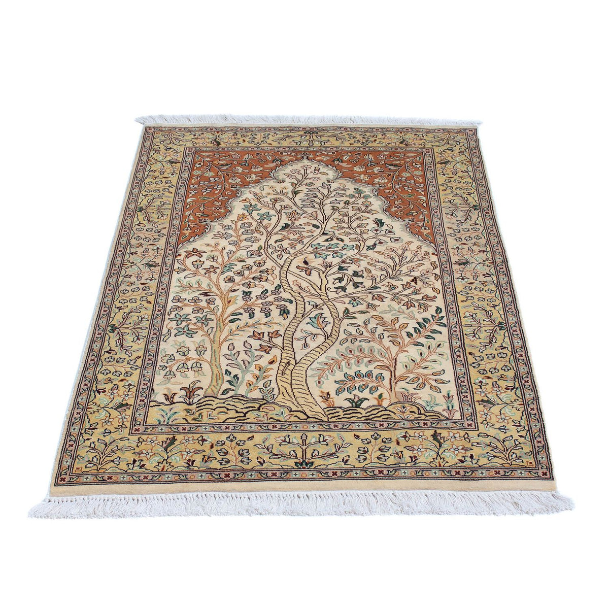 Silk Rug - Kashmir Silk - 124 x 76 cm - beige