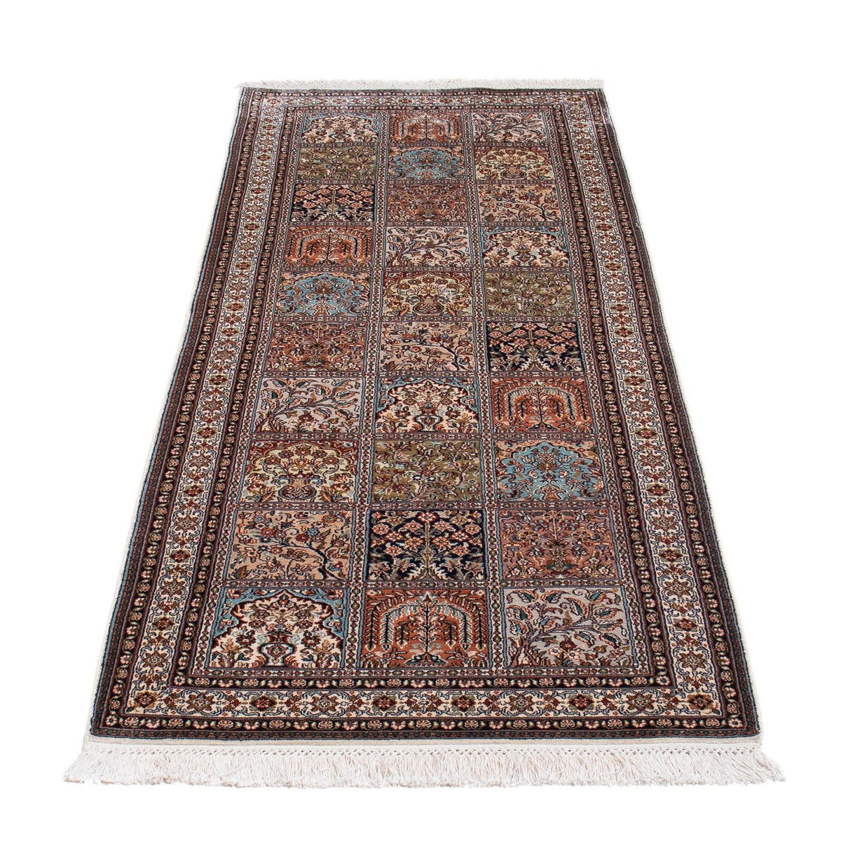 Runner Silk Rug - Kashmir Silk - 227 x 79 cm - multicolored