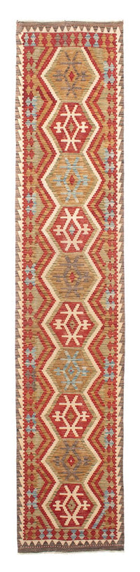 Runner Kelim Rug - Splash - 393 x 77 cm - red