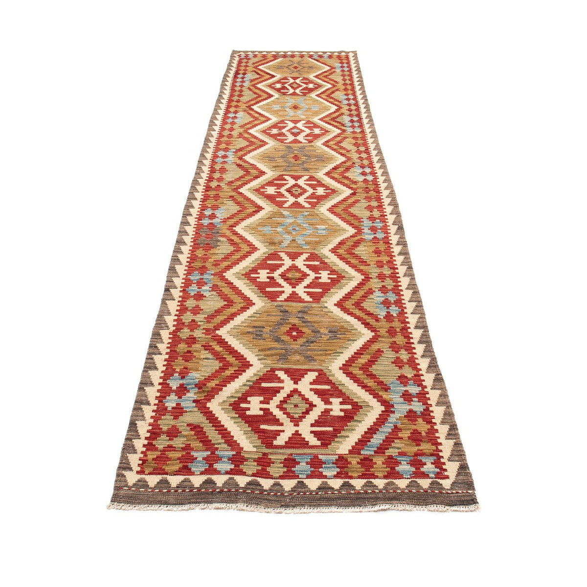 Runner Kelim Rug - Splash - 393 x 77 cm - red