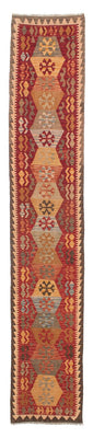 Runner Kelim Rug - Splash - 389 x 76 cm - red