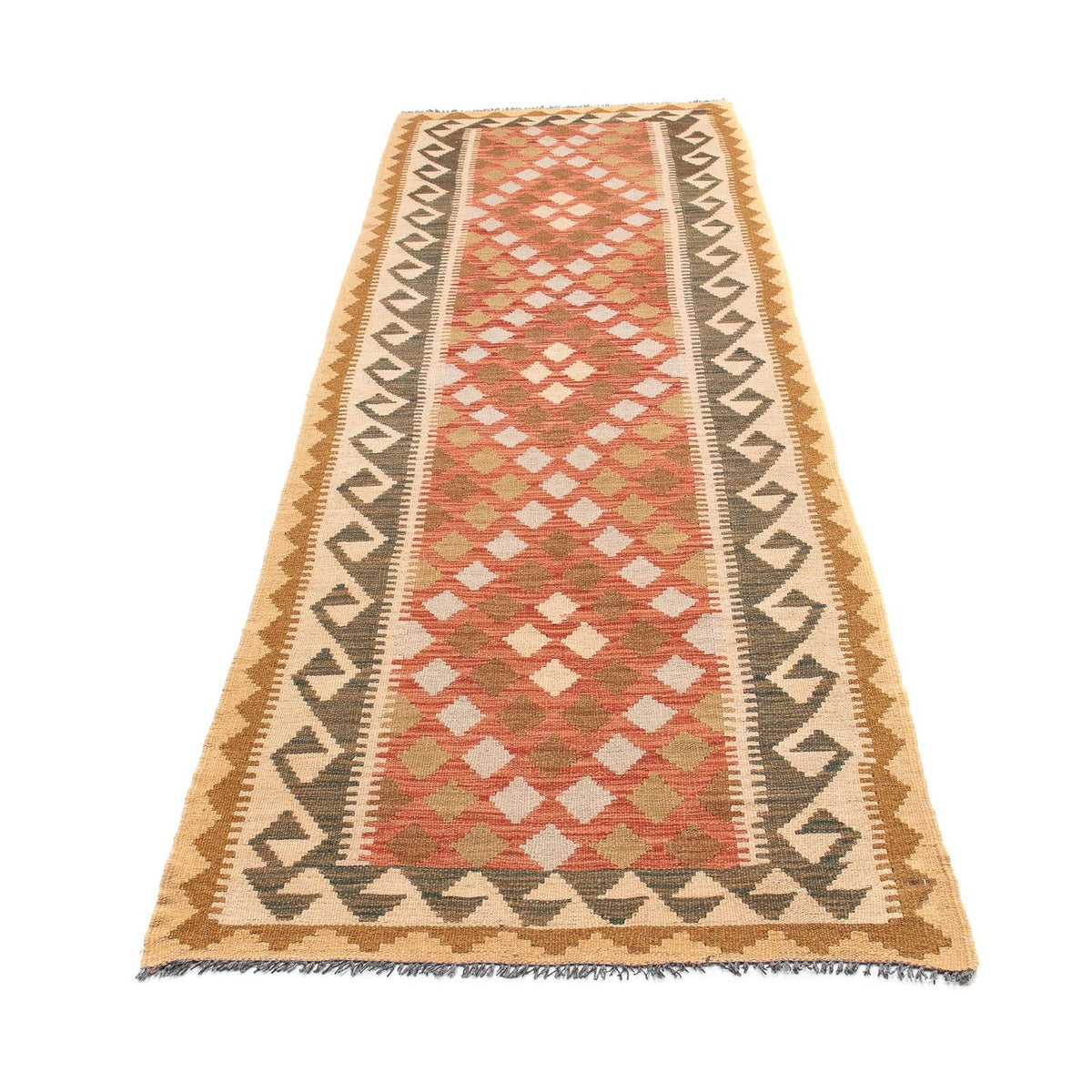 Runner Kelim Rug - Splash - 300 x 82 cm - light red
