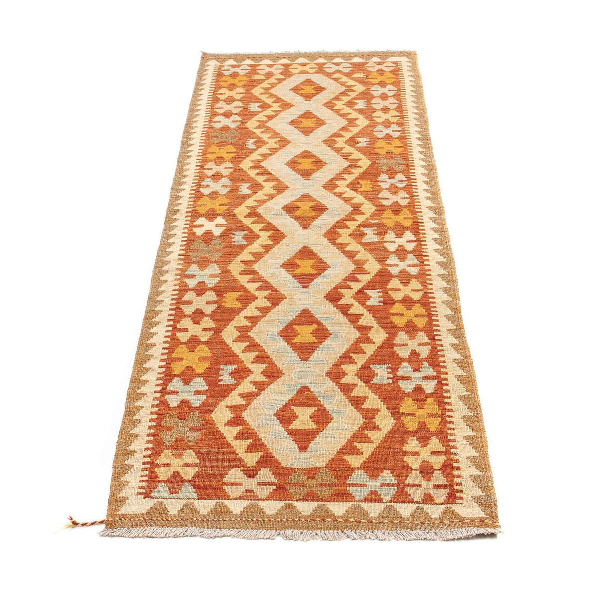 Runner Kelim Rug - Splash - 200 x 62 cm - rust
