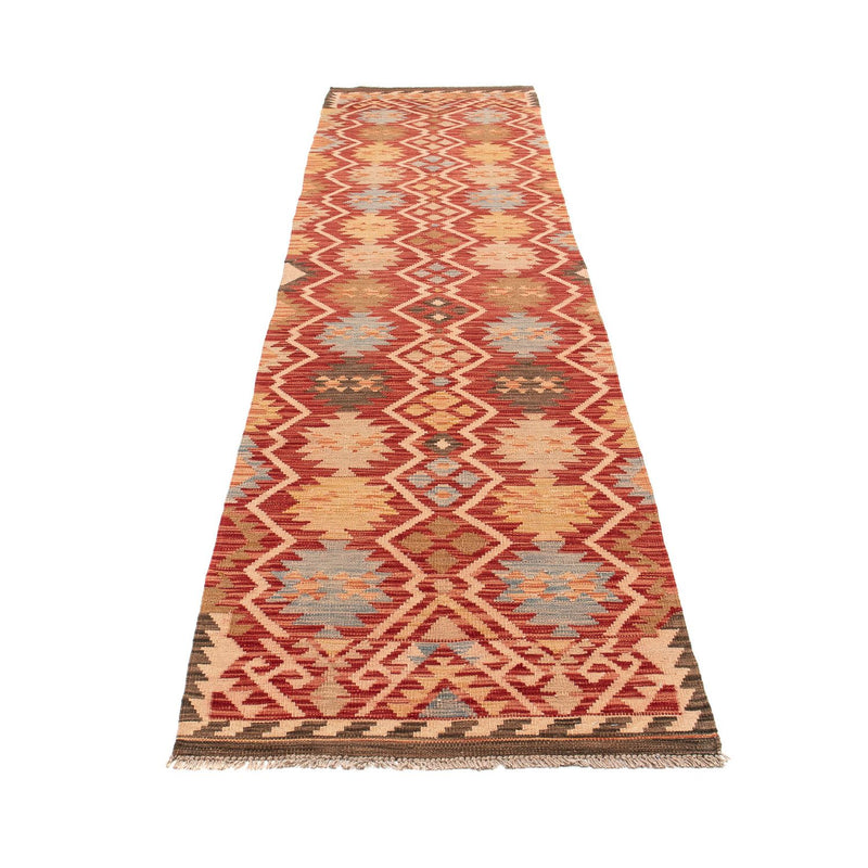 Runner Kelim Rug - Splash - 384 x 75 cm - red