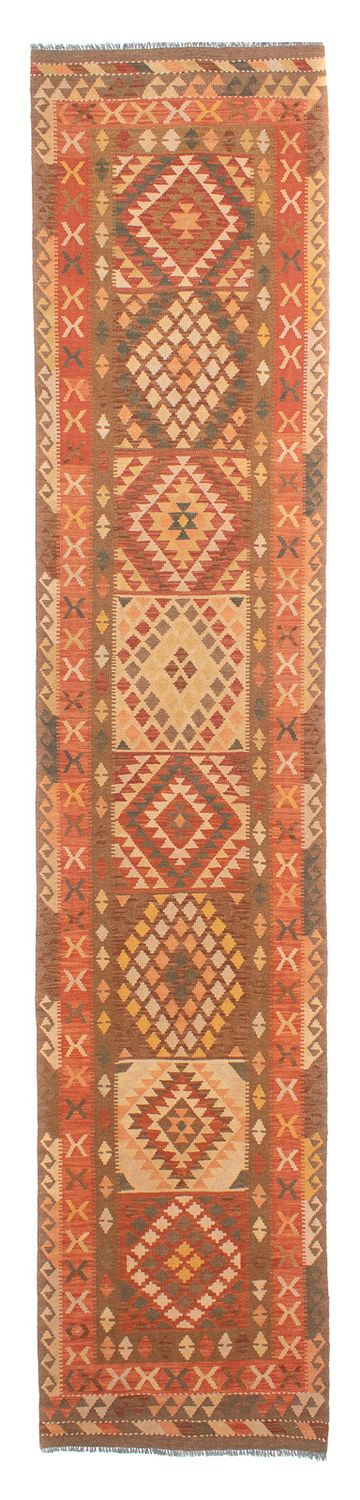 Runner Kelim Rug - Splash - 407 x 91 cm - light red