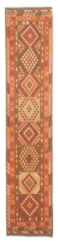 Runner Kelim Rug - Splash - 407 x 91 cm - light red