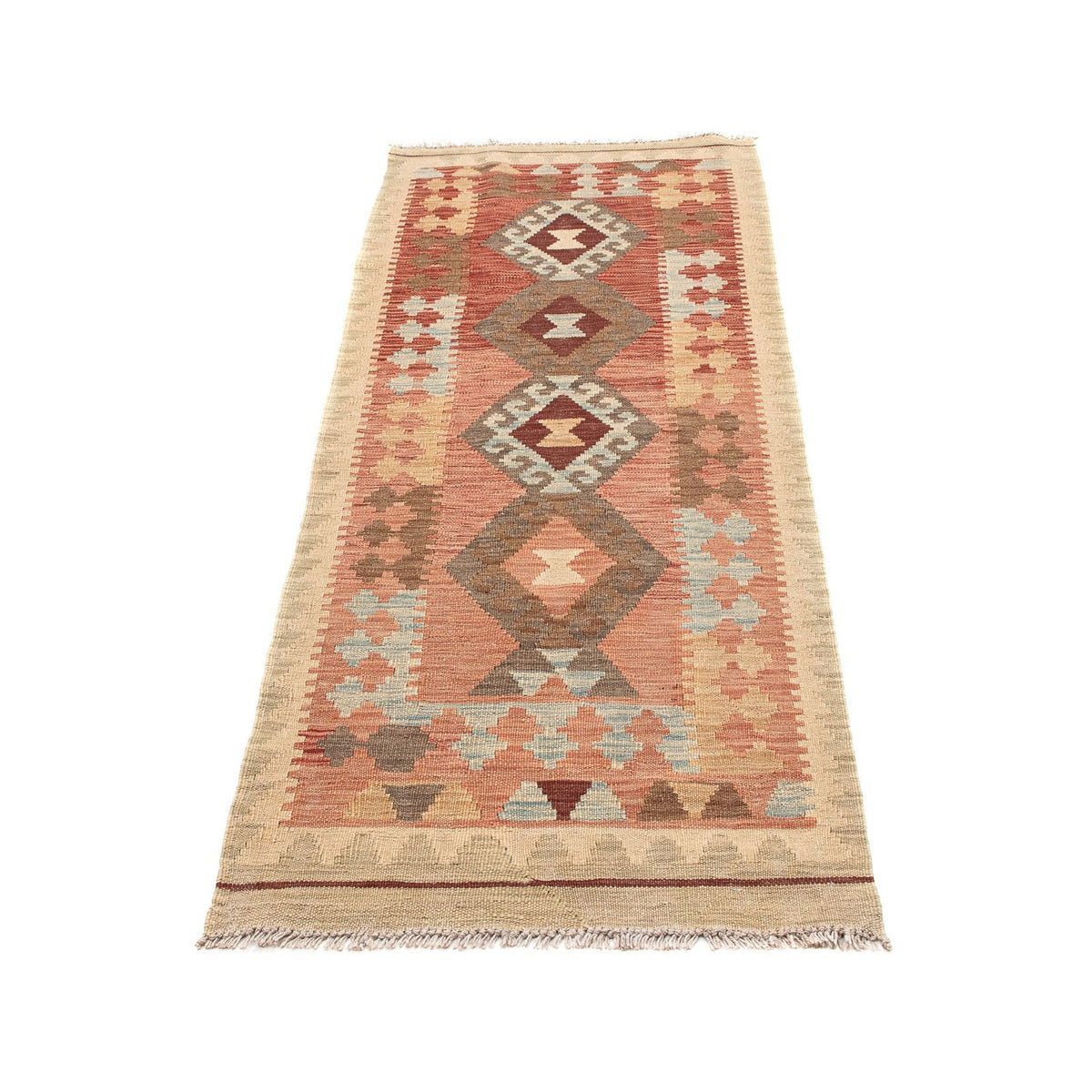 Runner Kelim Rug - Splash - 202 x 67 cm - light red