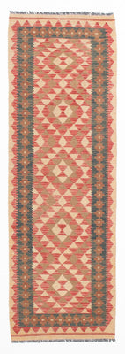 Runner Kelim Rug - Splash - 203 x 60 cm - light red