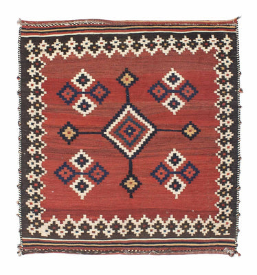Kelim Rug - Oriental square  - 144 x 132 cm - dark red