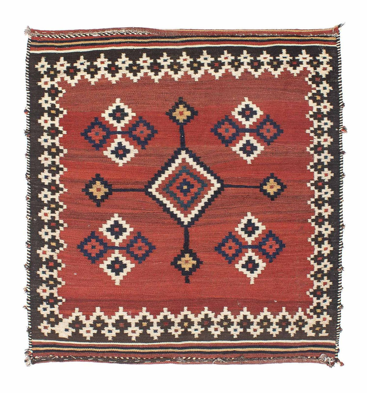 Kelim Rug - Oriental square  - 144 x 132 cm - dark red