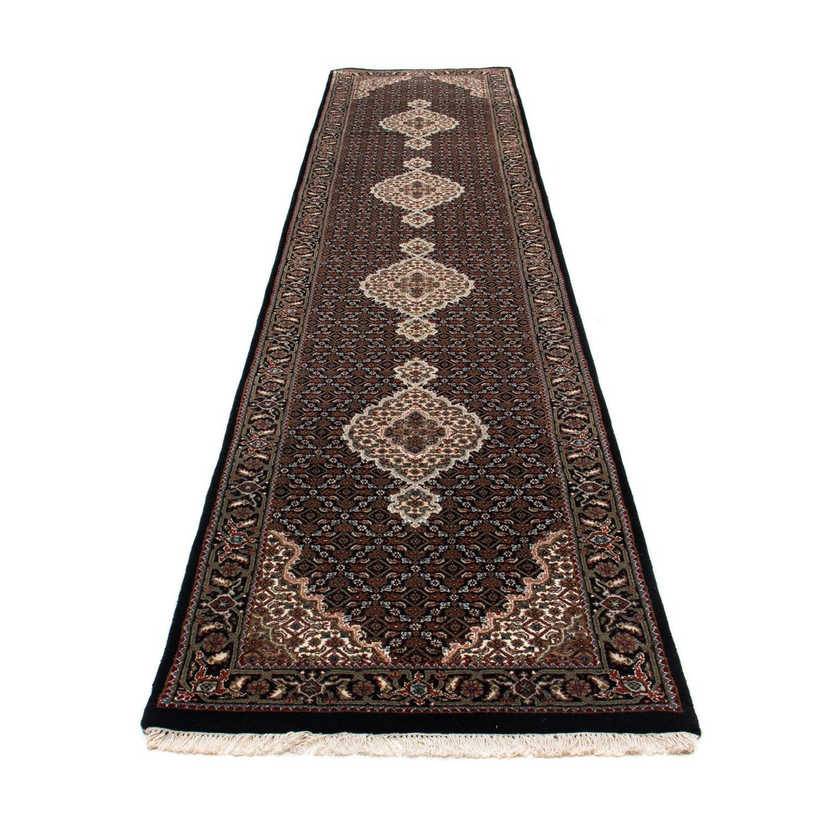 Runner Perser Rug - Tabriz - 393 x 83 cm - dark blue