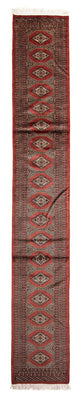 Runner Afghan Rug - Bukhara - 396 x 64 cm - dark red