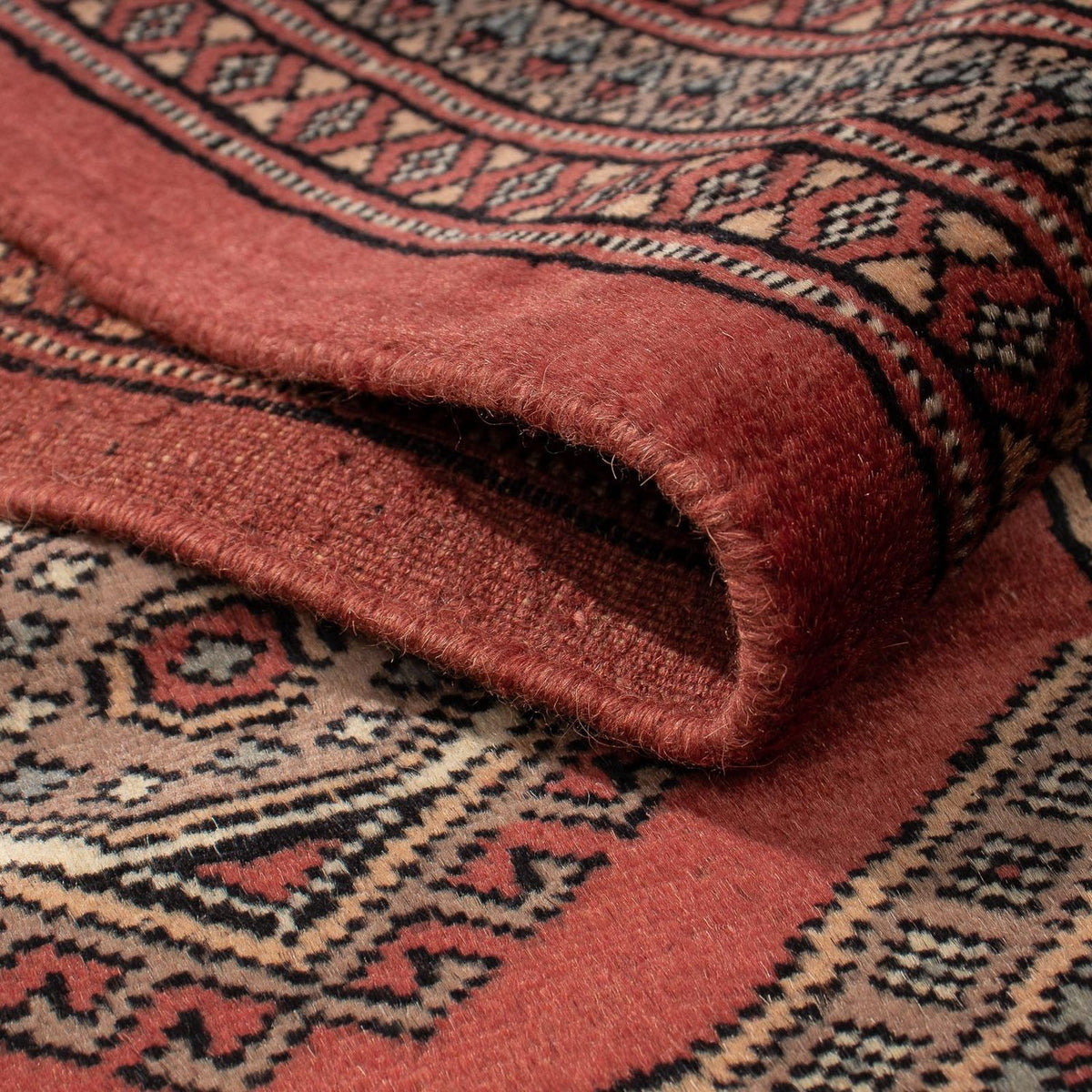 Runner Afghan Rug - Bukhara - 396 x 64 cm - dark red