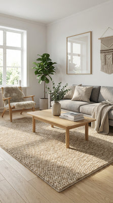 Wool Rug - Felt ball - Mosaik - rectangle